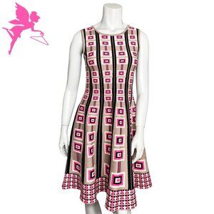 ISSA LONDON Fit and Flare Mod Print Knit Skater Dress
